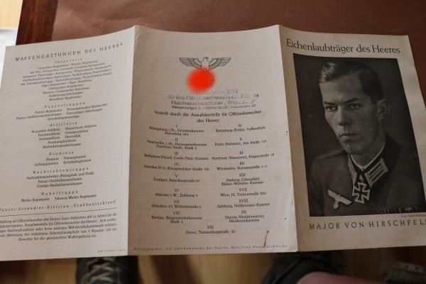 Broschüre Eichenlaubträger des Heeres - Major von Hirschfeld